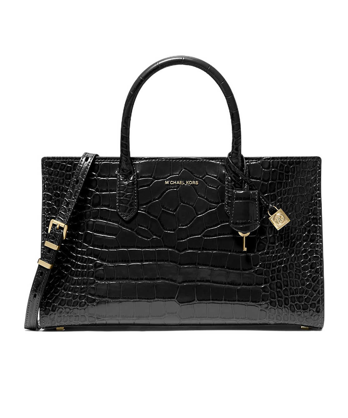 Michael Michael Kors Scarlett Medium Alligator Embossed Bag In Black