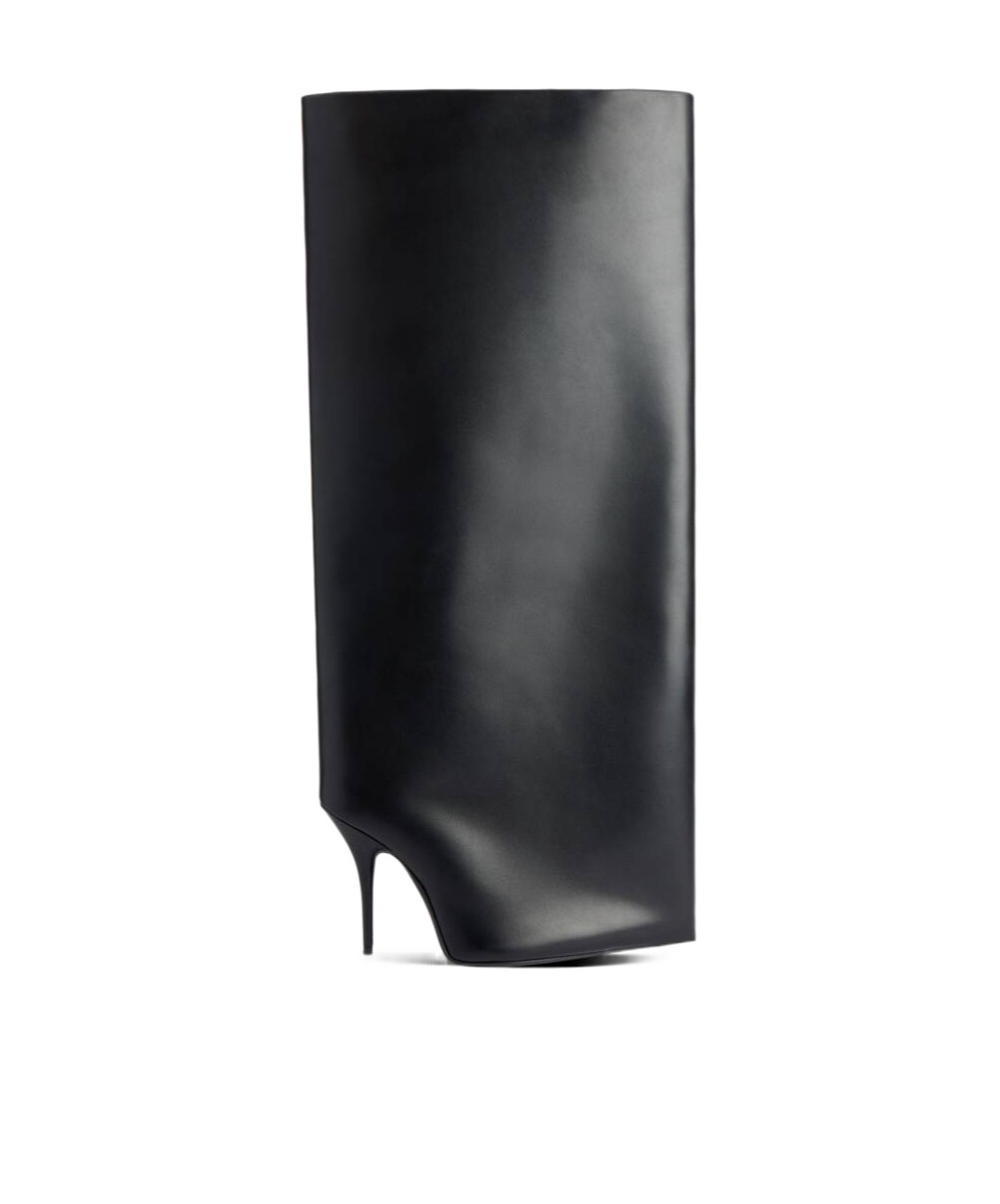 Balenciaga Wader Calfskin Wide-shaft Stiletto Boots In Black