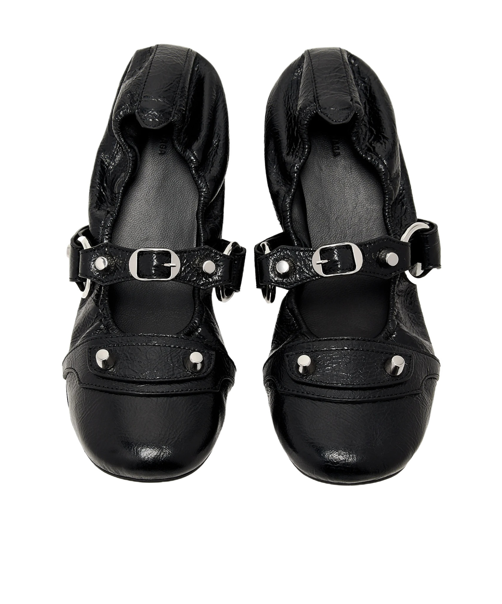 Balenciaga Black Lamb Leather Shoes With Striking Metallic Accents In Black