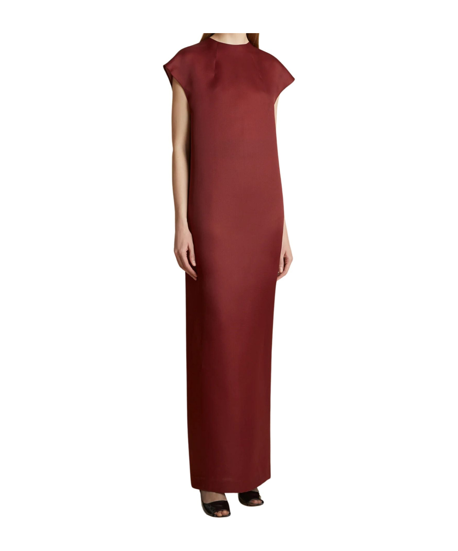 Khaite Lohan Silk Satin Long Dress In Red