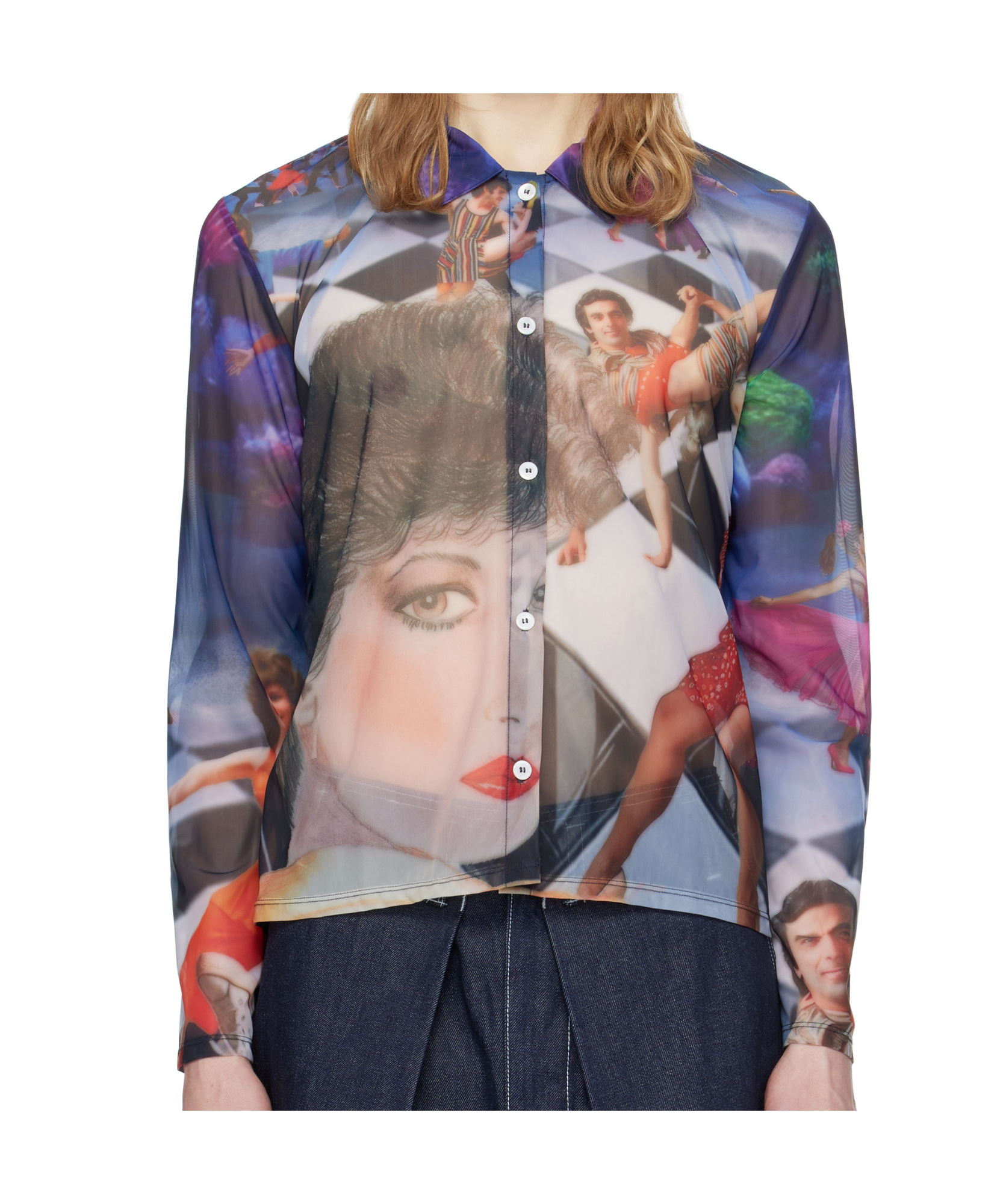 Sunnei Multicolor Sheer Organza Shirt In Black