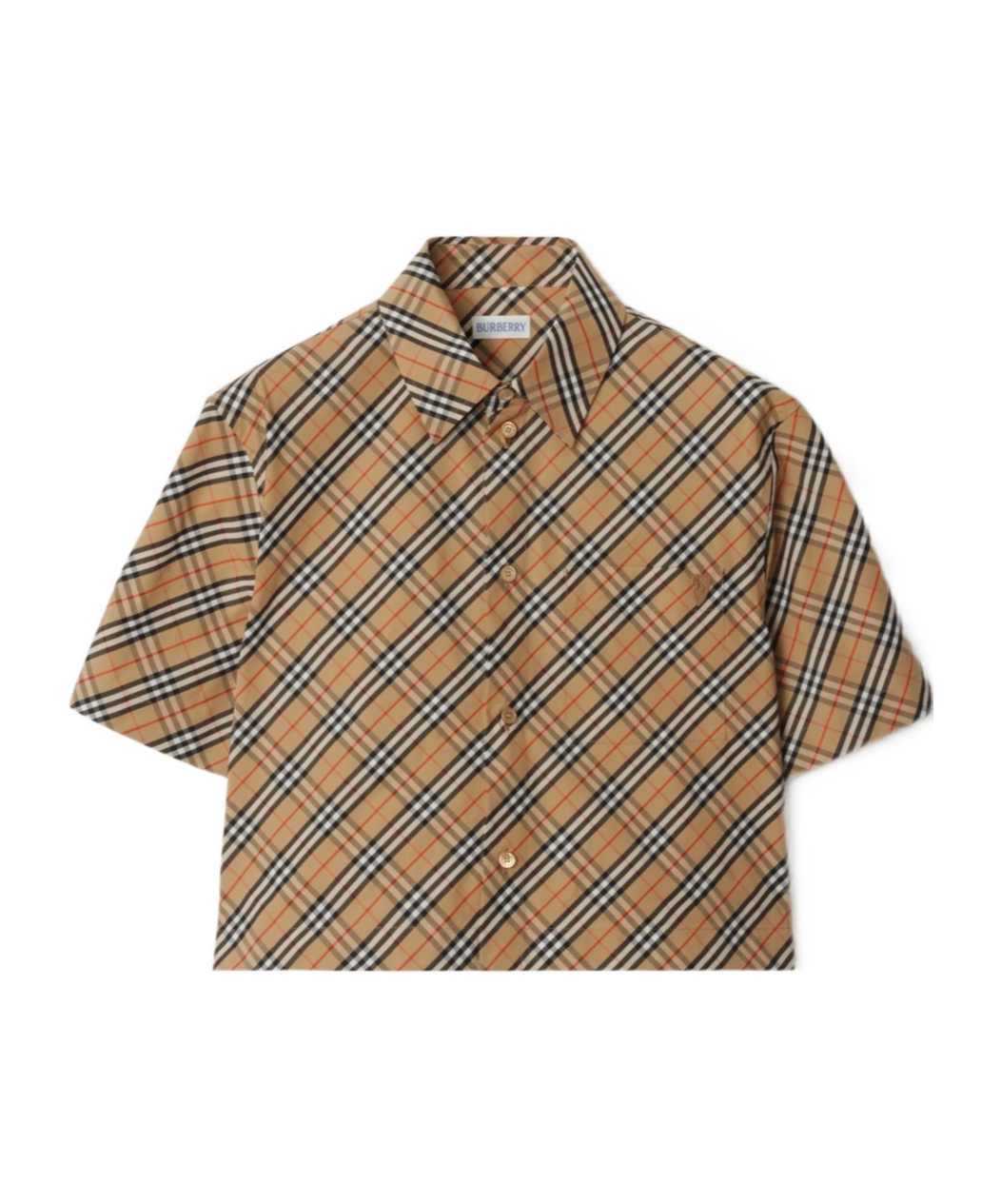 Burberry Check Cropped Shirt In Brown