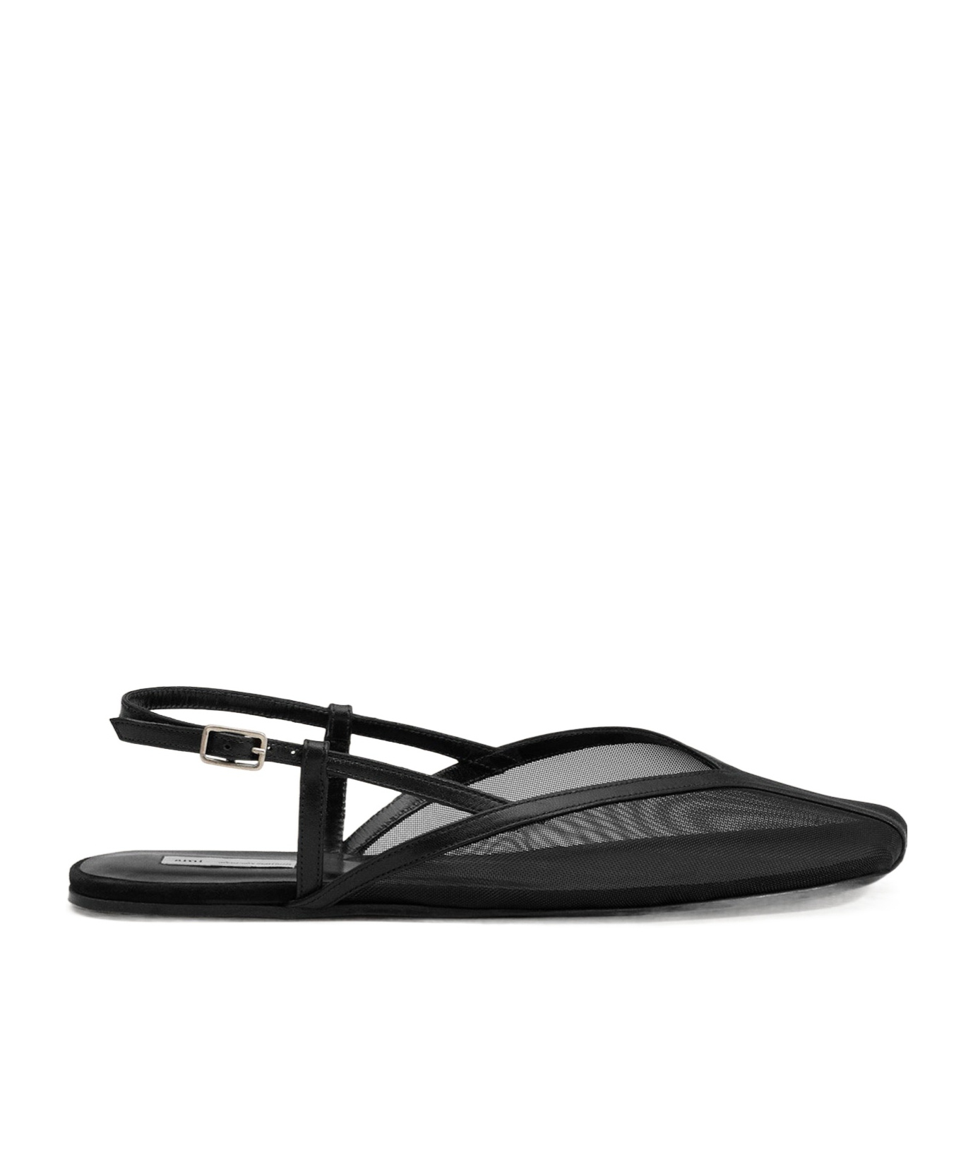 Ami Alexandre Mattiussi Mesh Square Toe Strappy Flat Sole Sandals In Black