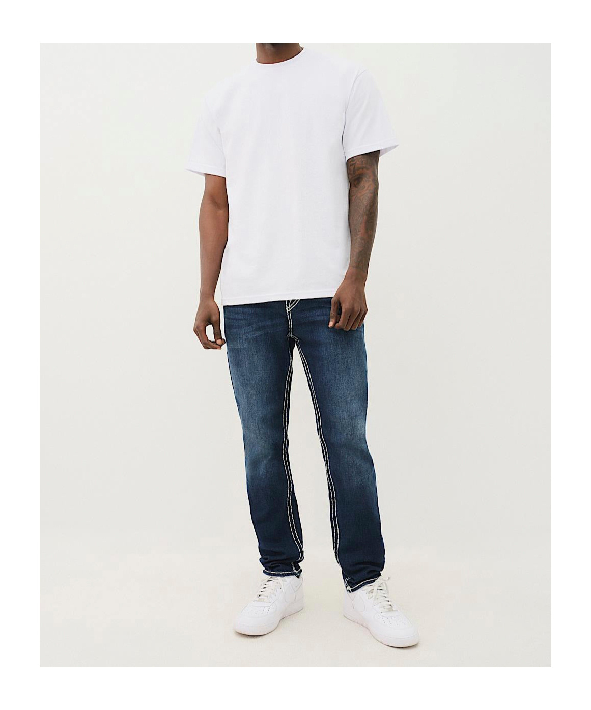 True Religion Rocco Mens Relaxed Dark Wash Skinny Jeans In Blue