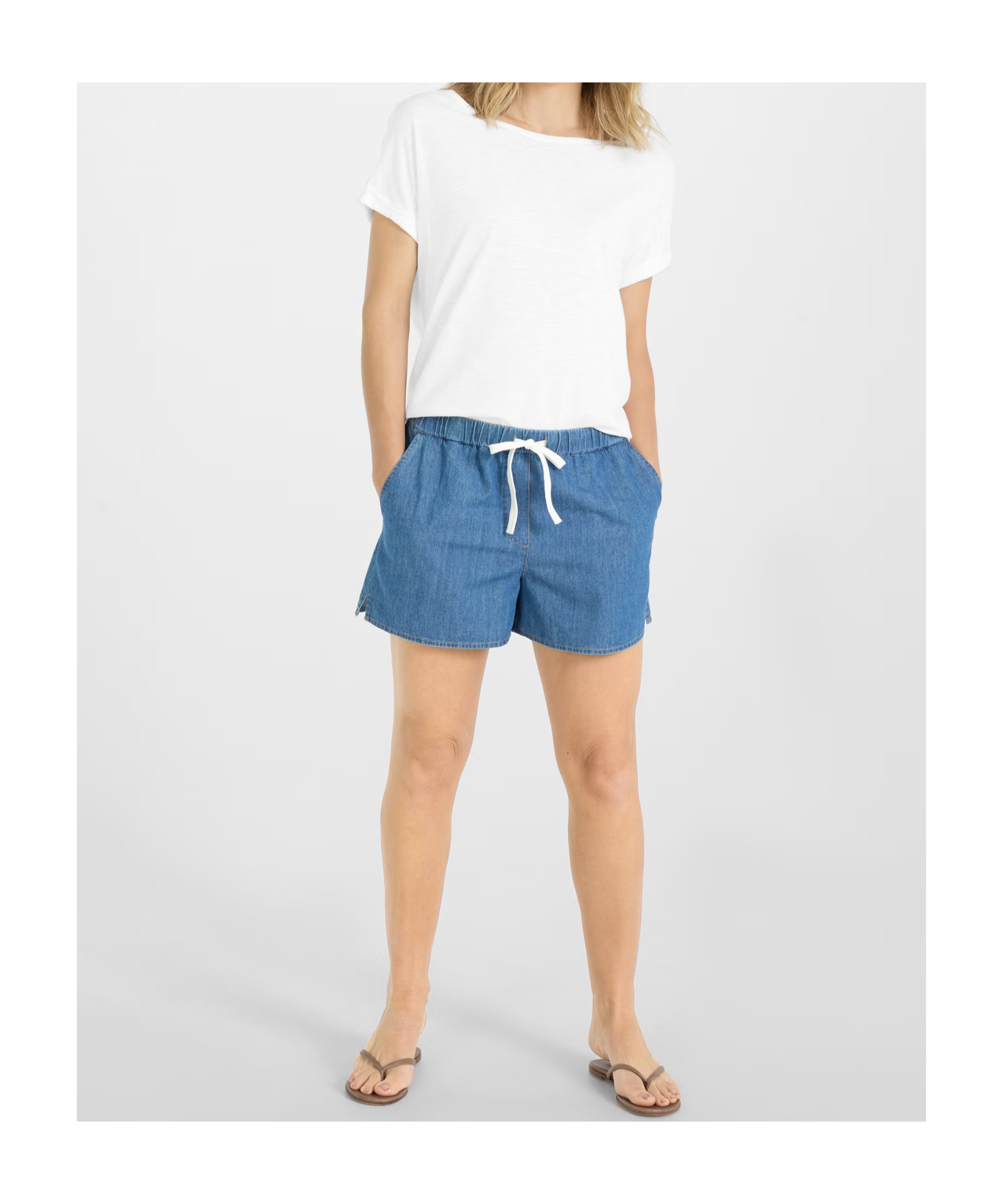 Juvia Drawstring Waist Shorts In Blue