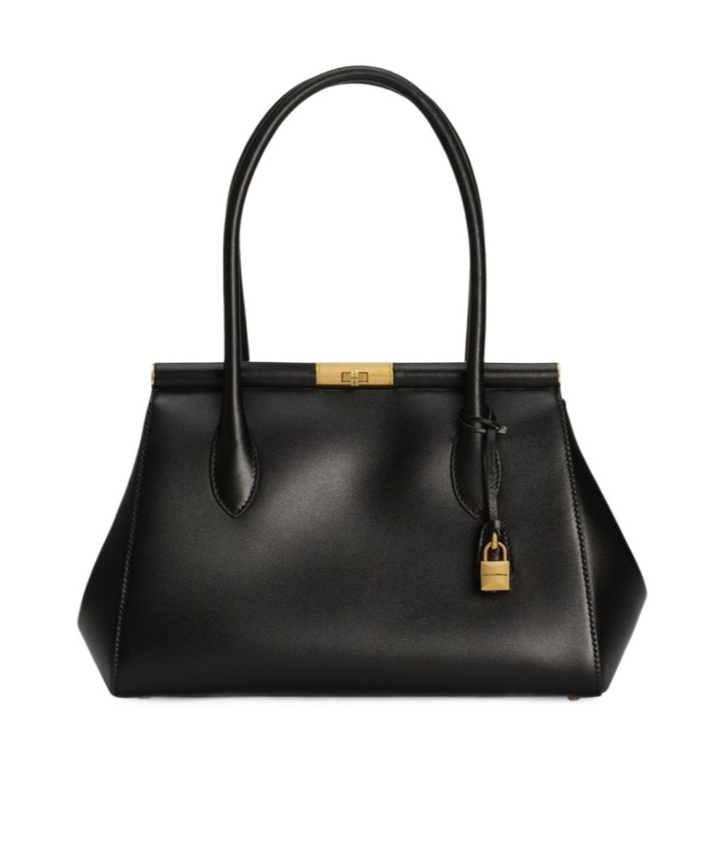 Dolce & Gabbana Small Marlene Palmellato Leather Bag In Black