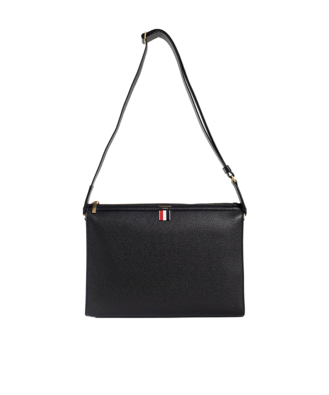 Thom Browne 3-bar Zipped Shoulder Bag In Black