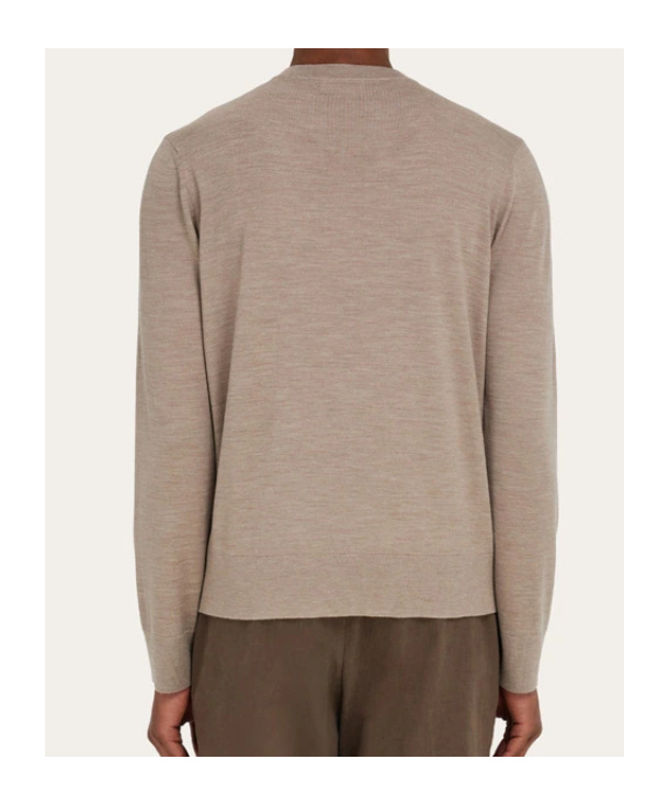 Ferragamo V-neck Wool Sweater In Brown