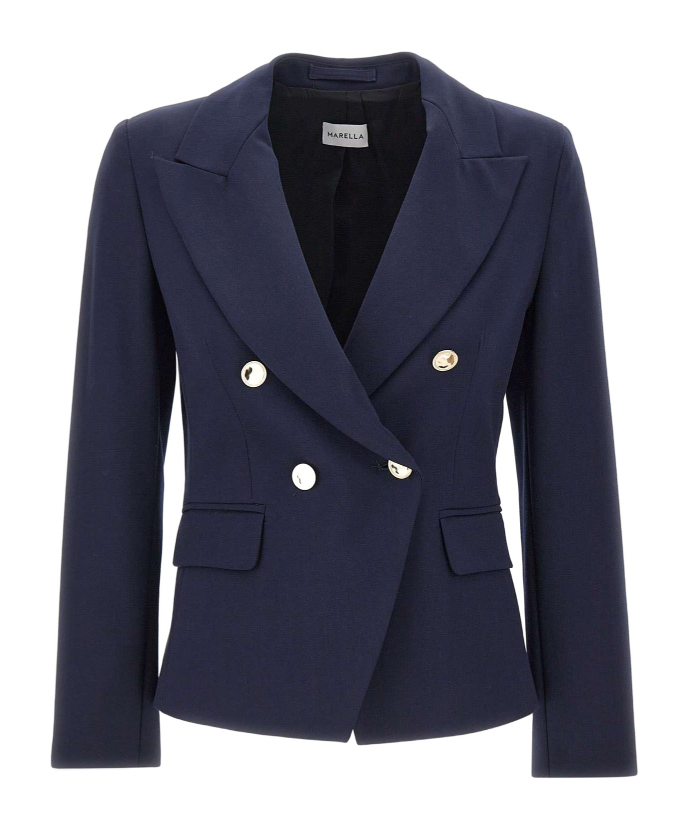 Marella Double-breasted Button Blazer In Blue