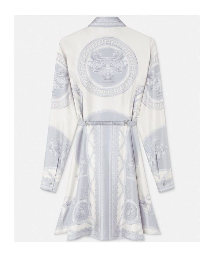 Versace Barroco-print Midi Dress In White