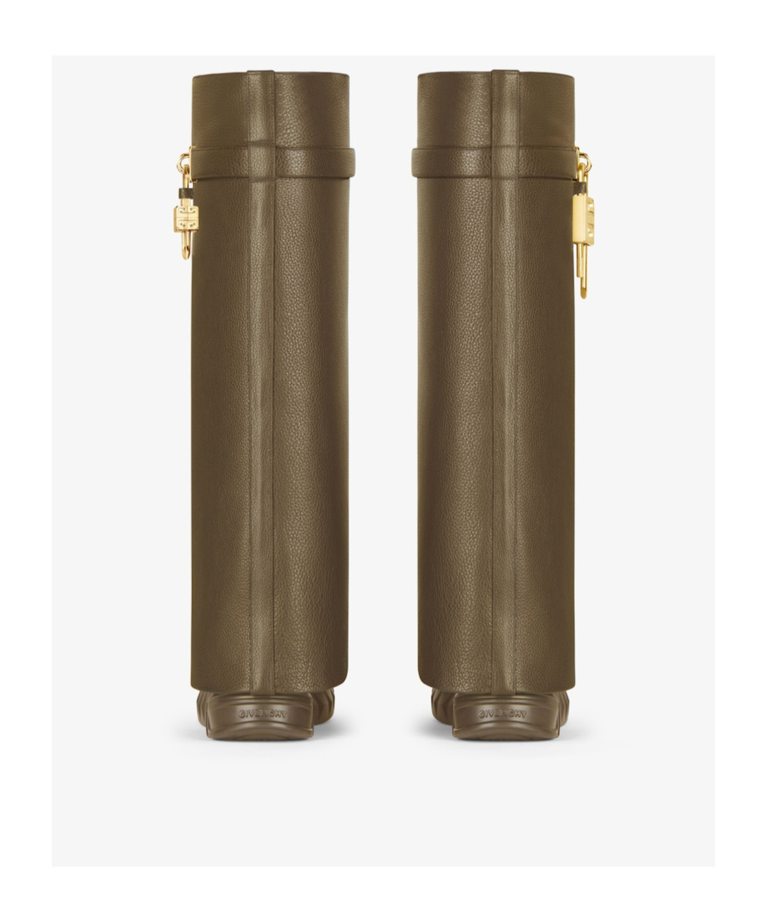 Givenchy Shark Lock Biker Boots In Grained Leather In Brown