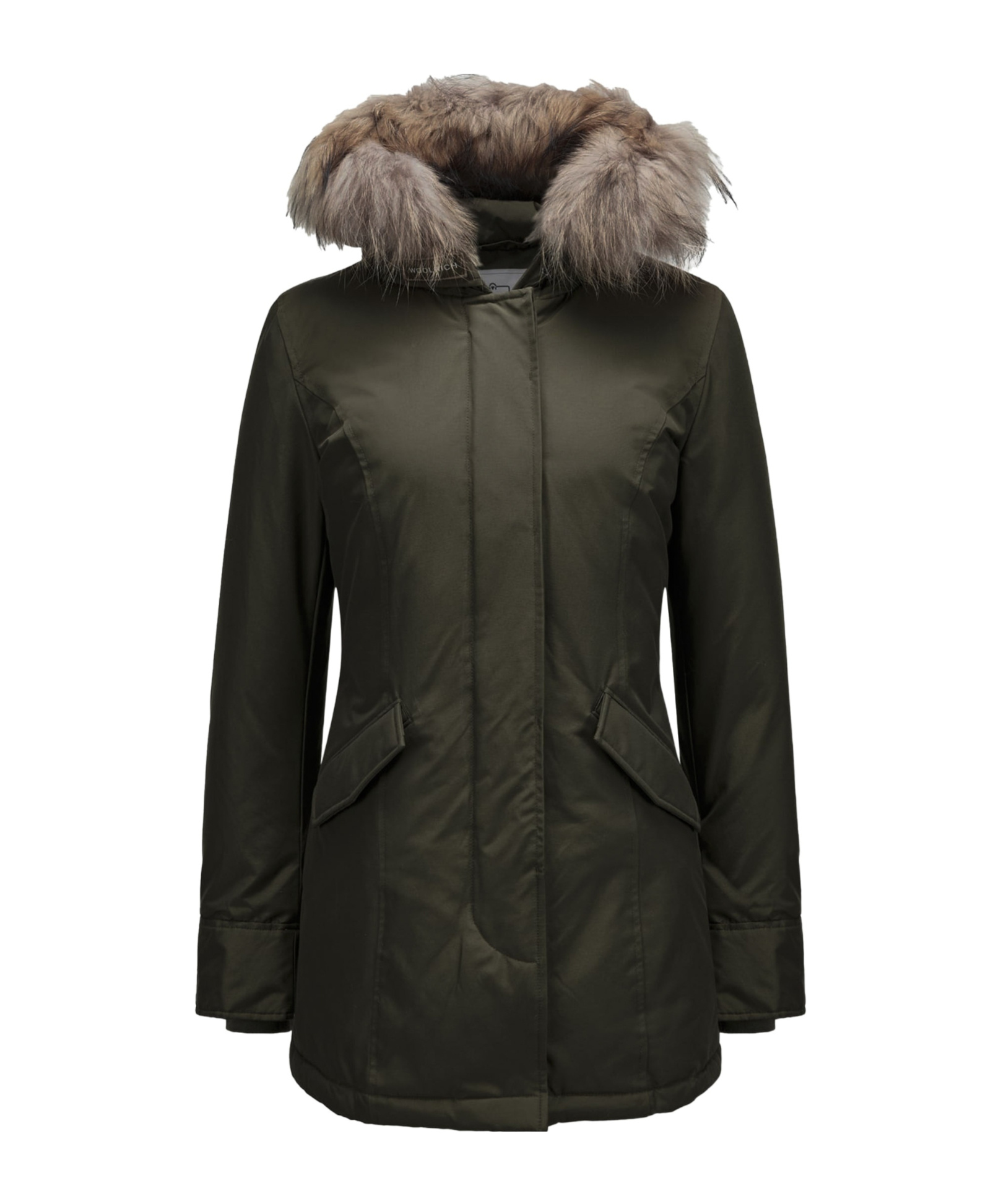 Woolrich Arctic Parka In Ramar Cloth With Detachable Fur Trim In Green