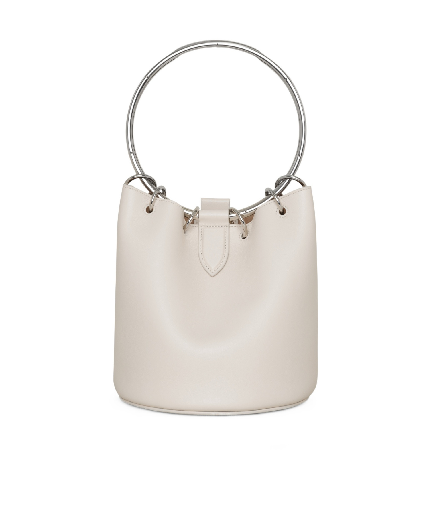 Alaïa Ring Medium Ivory Leather Bucket Bag In White
