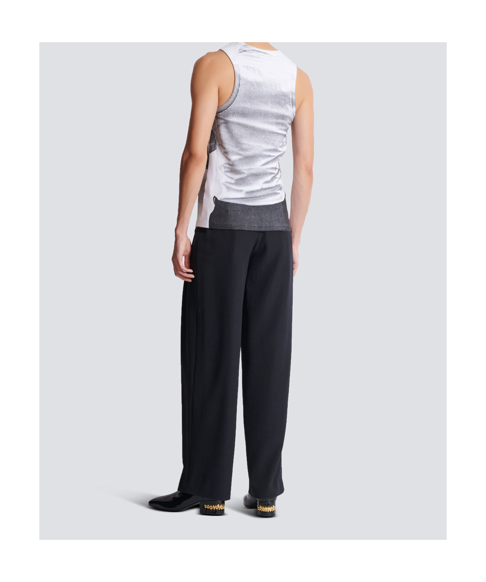 Balmain Tie Print Tank Top In White