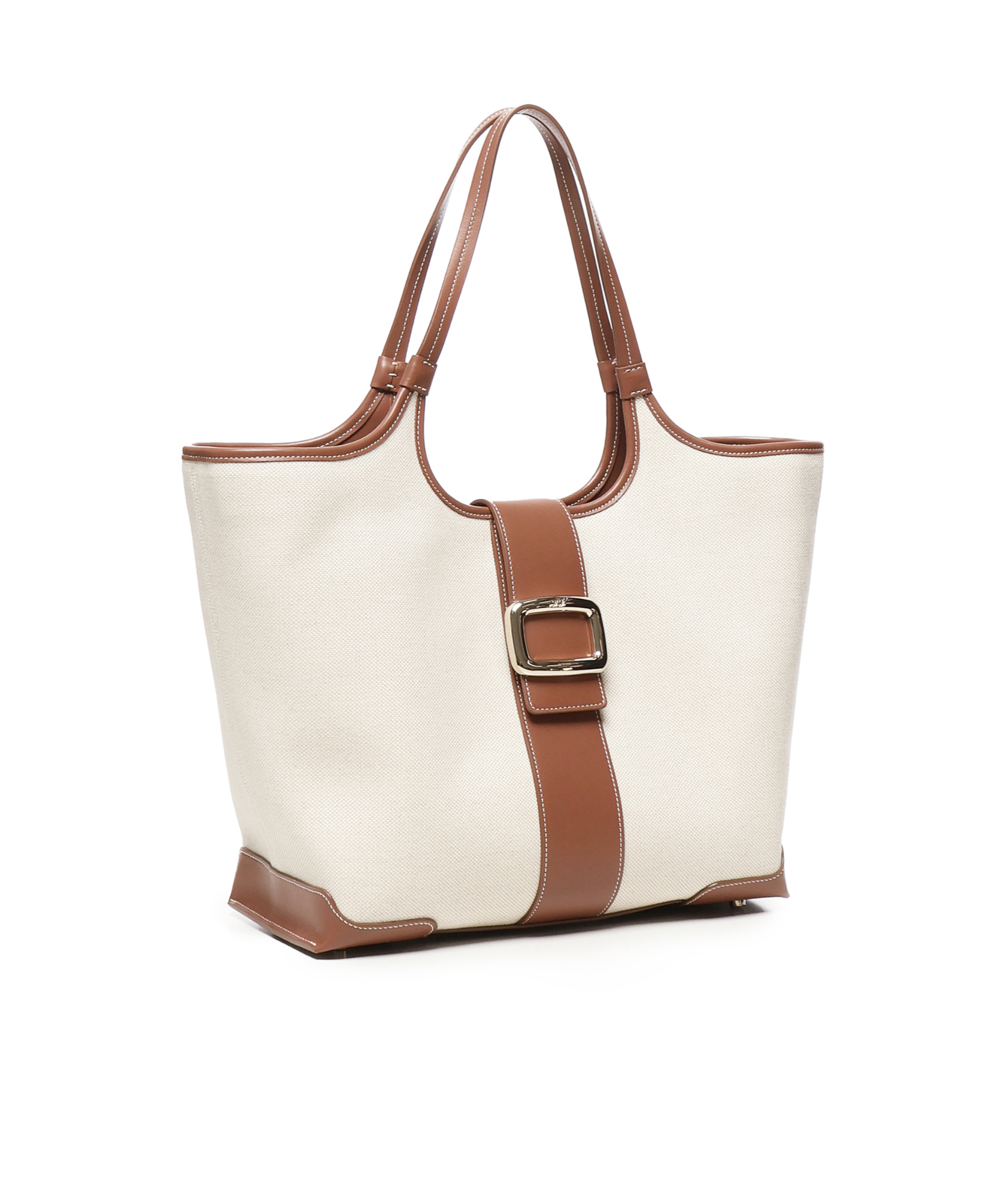 Roger Vivier Buckle Detailed Shopping Bag In White