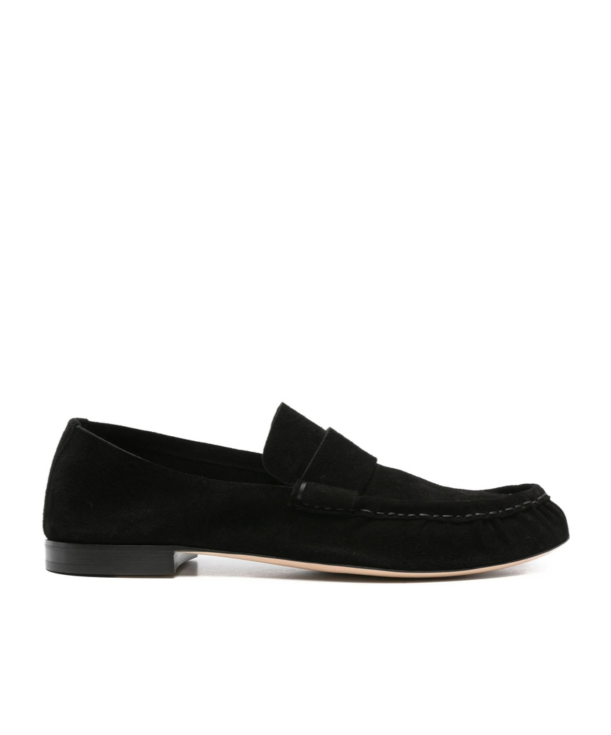 The Row Black Slip On Loafers In Black