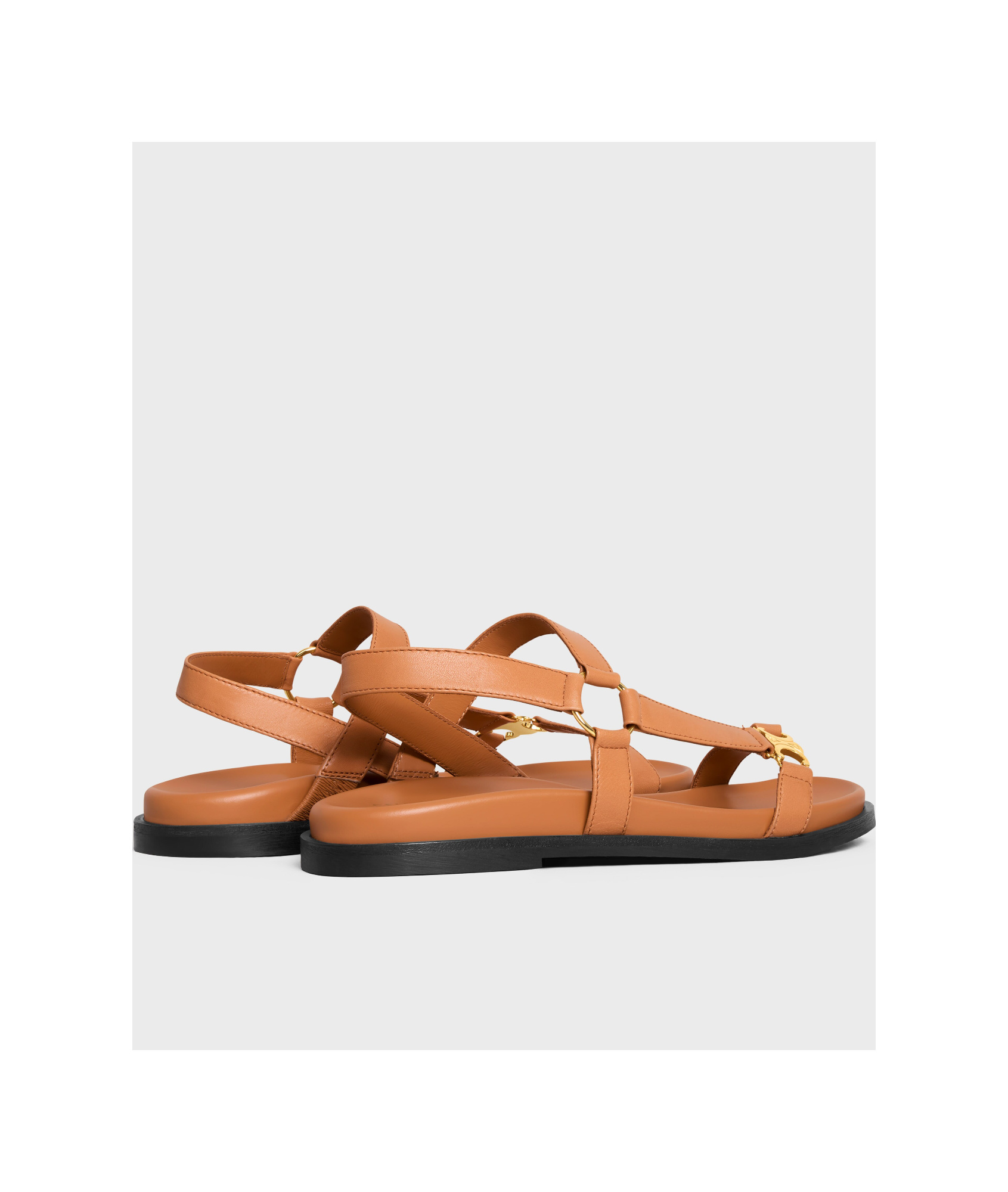 Celine Round Toe Flat Sandals In Light Caramel Color