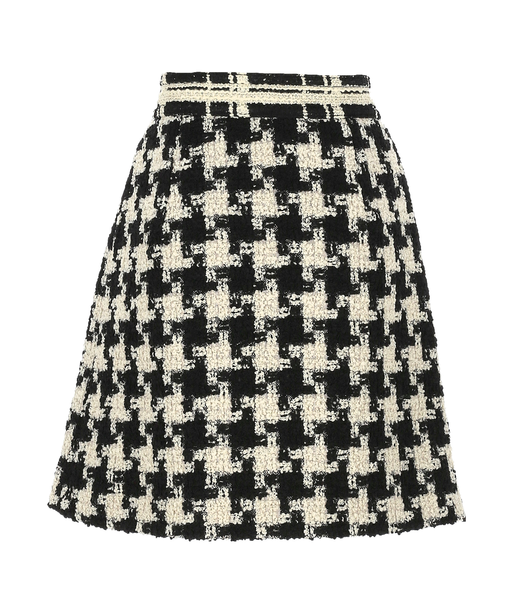 Valentino Houndstooth High-waisted Skirt Button Detailing In Black