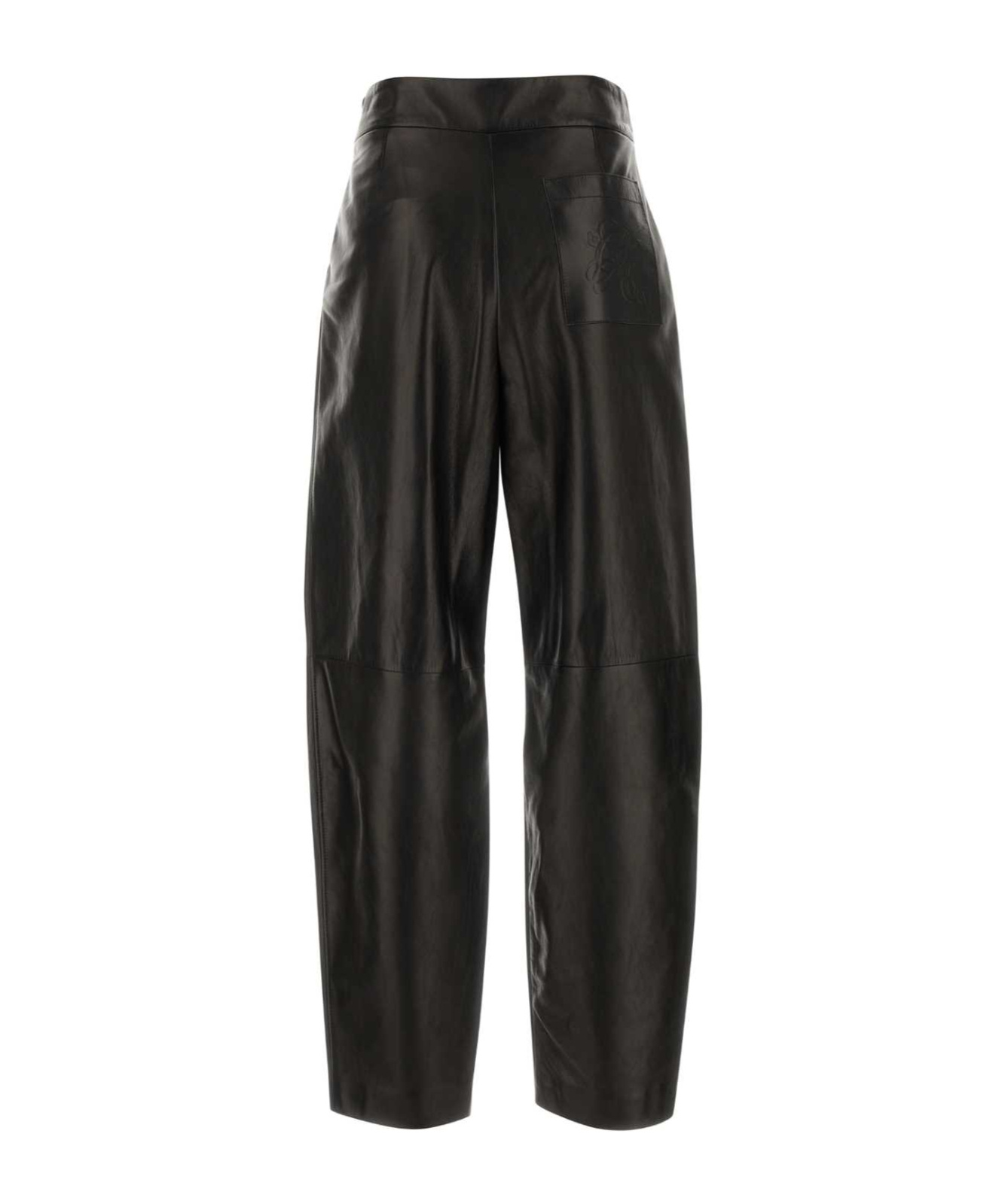 Giorgio Armani Black Leather Pant In Black