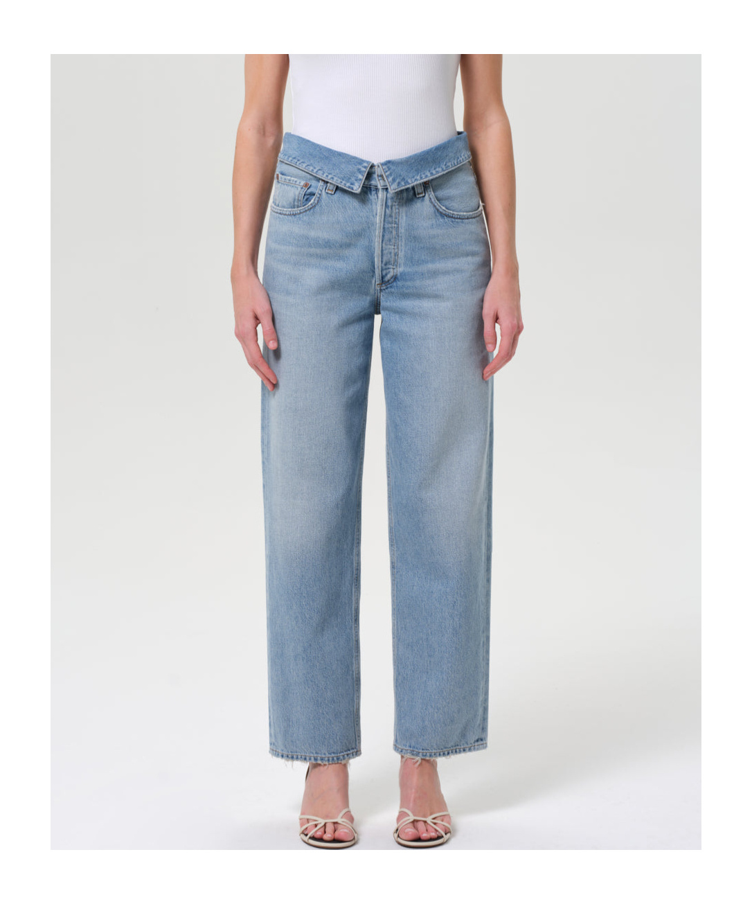 Agolde High Waist Frayed Hem Jeans