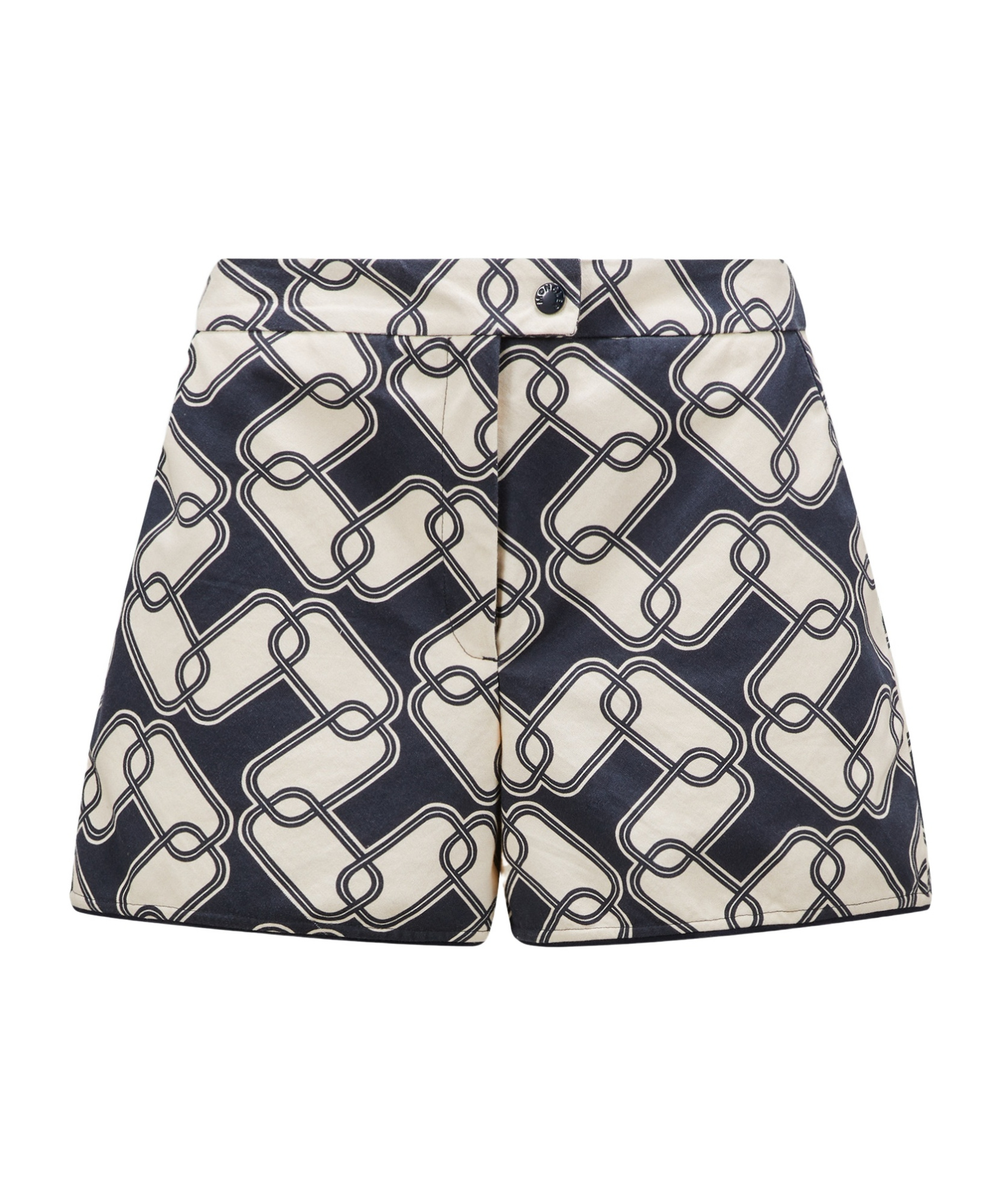 Moncler Abstract-print Cotton Shorts In Black