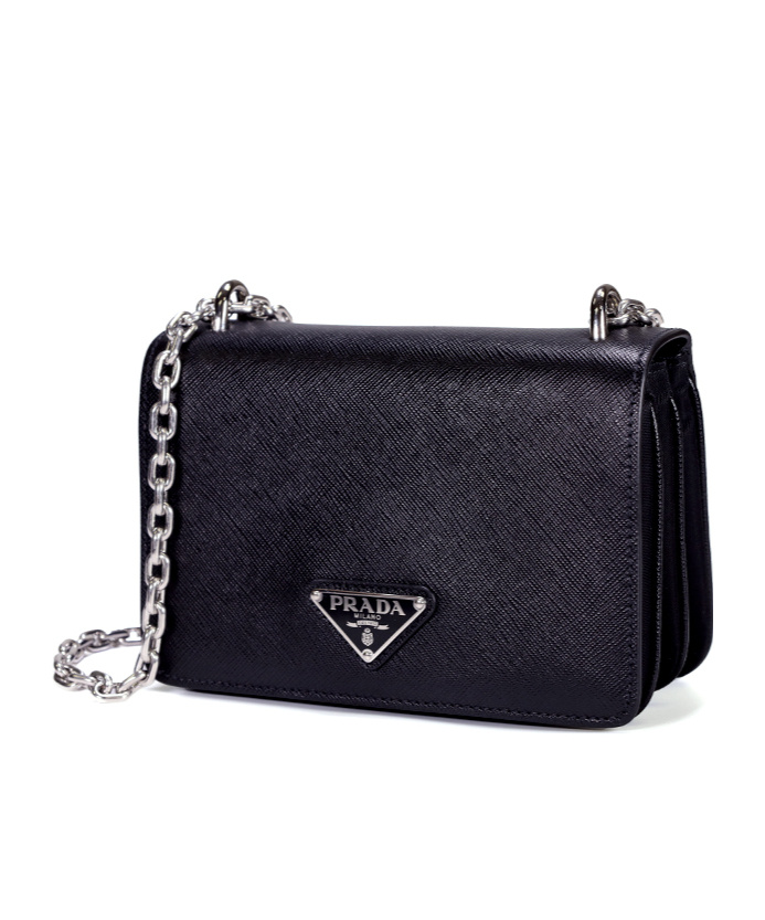 Prada Flip Shoulder Bag In Black