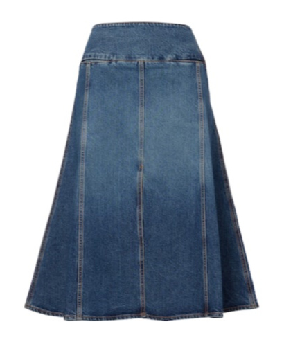 Alaïa Denim Midi Skirt In Multi