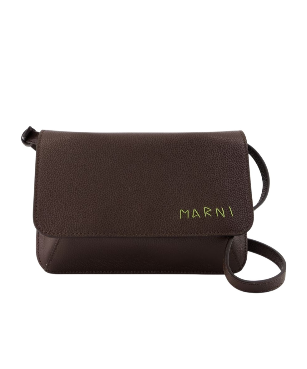 Marni Flap Trunk Shoulder Bag In Black