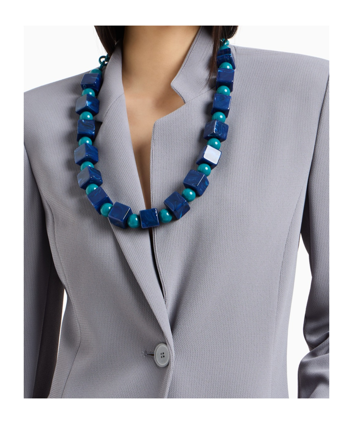 Emporio Armani Lapel Long Sleeve Casual Jacket In Gray