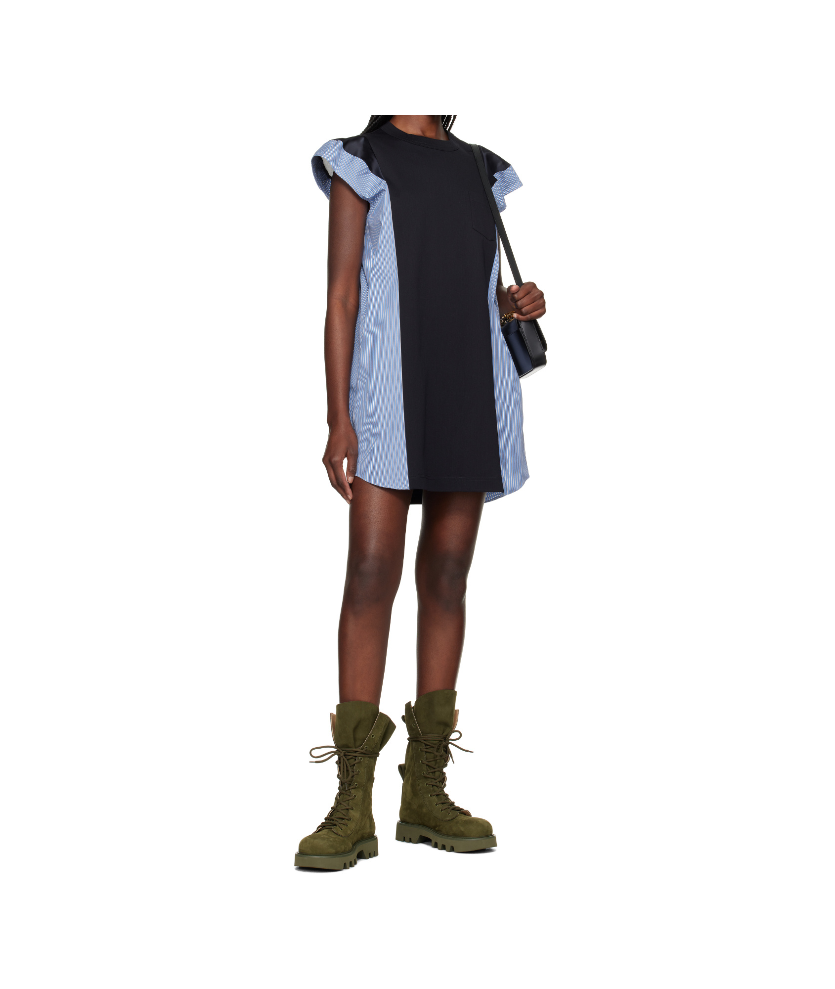 Shop Sacai Round Neck Dress In Black