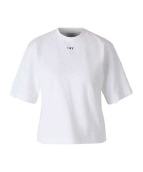 Off-white Logo Floral Cotton T-shirt In White