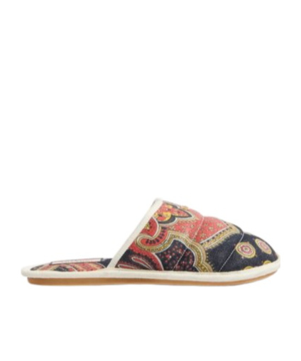 Valentino Paisley-print Slides In Nude