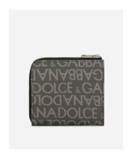 Dolce & Gabbana Logo-plaque Jacquard Wallet In Black