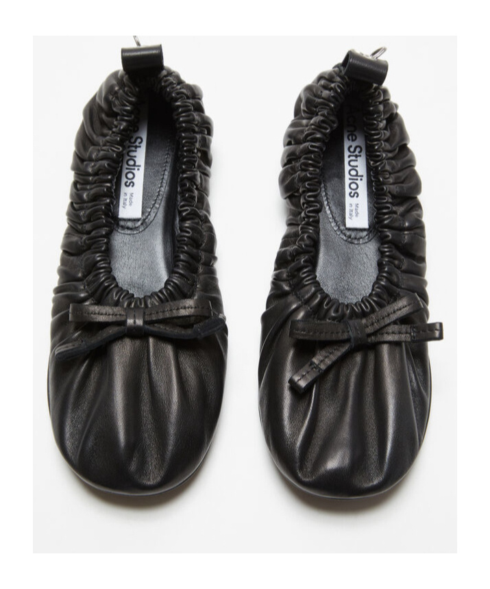 Acne Studios Bow-detail Leather Ballet Flats In Black