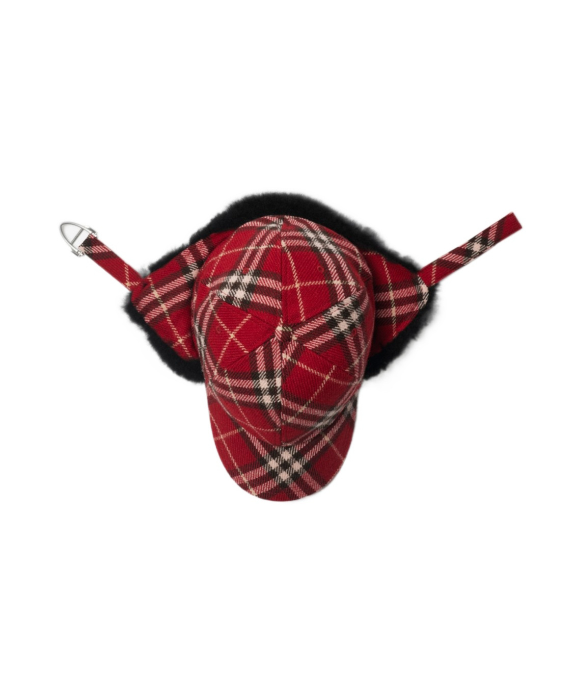 Burberry Check Wool Trapper Cap In Geranium