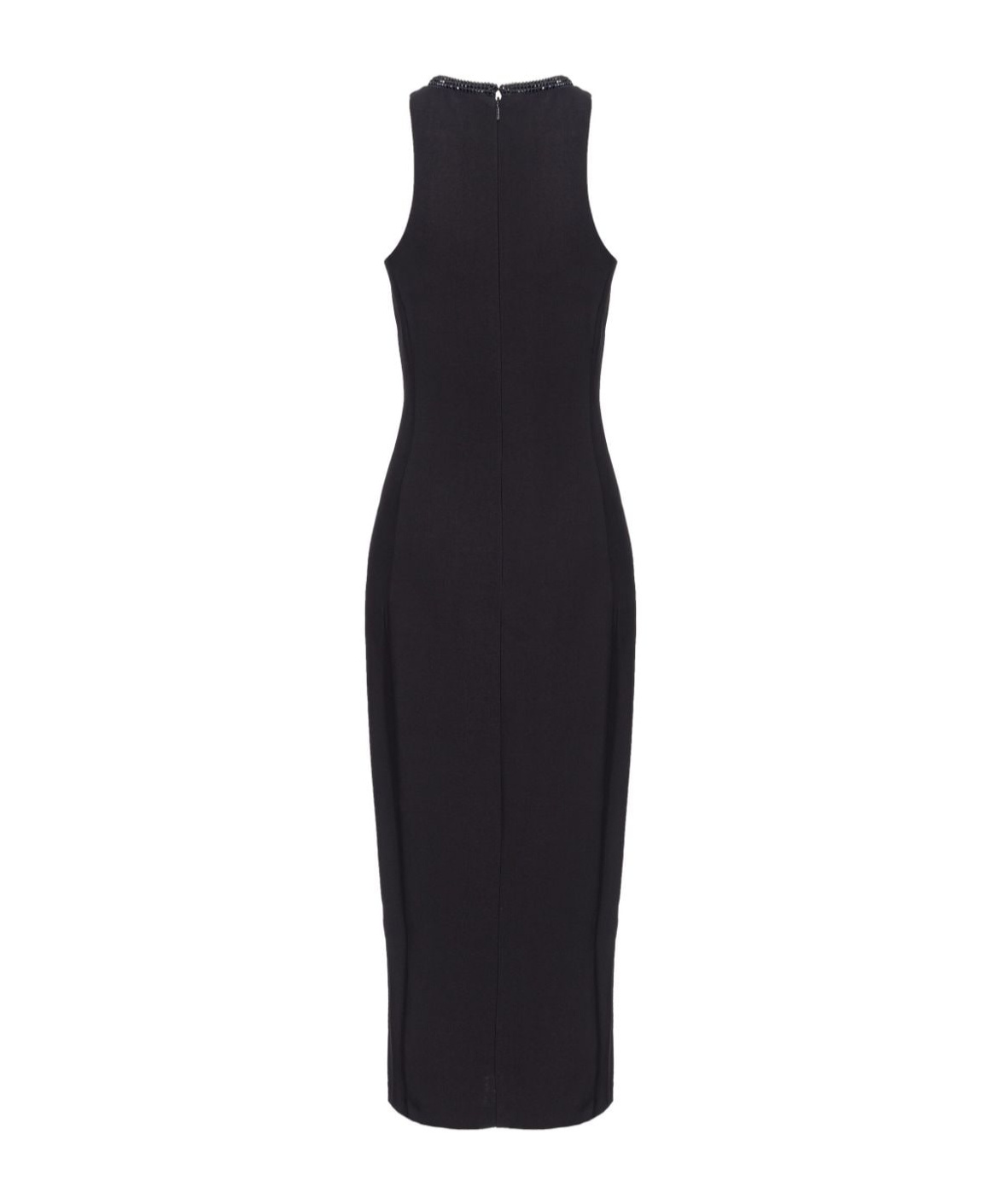 Pinko Beaded-trim Sleeveless Midi Dress In Black