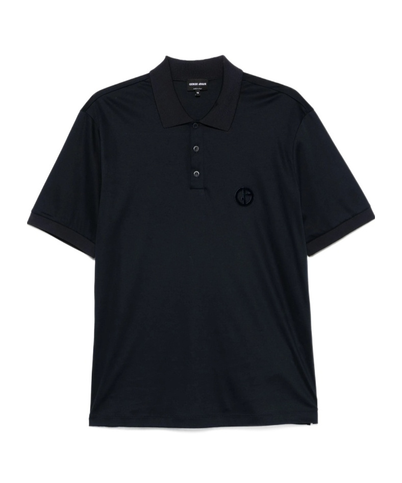 Giorgio Armani Logo-embossed Polo Shirt In Black