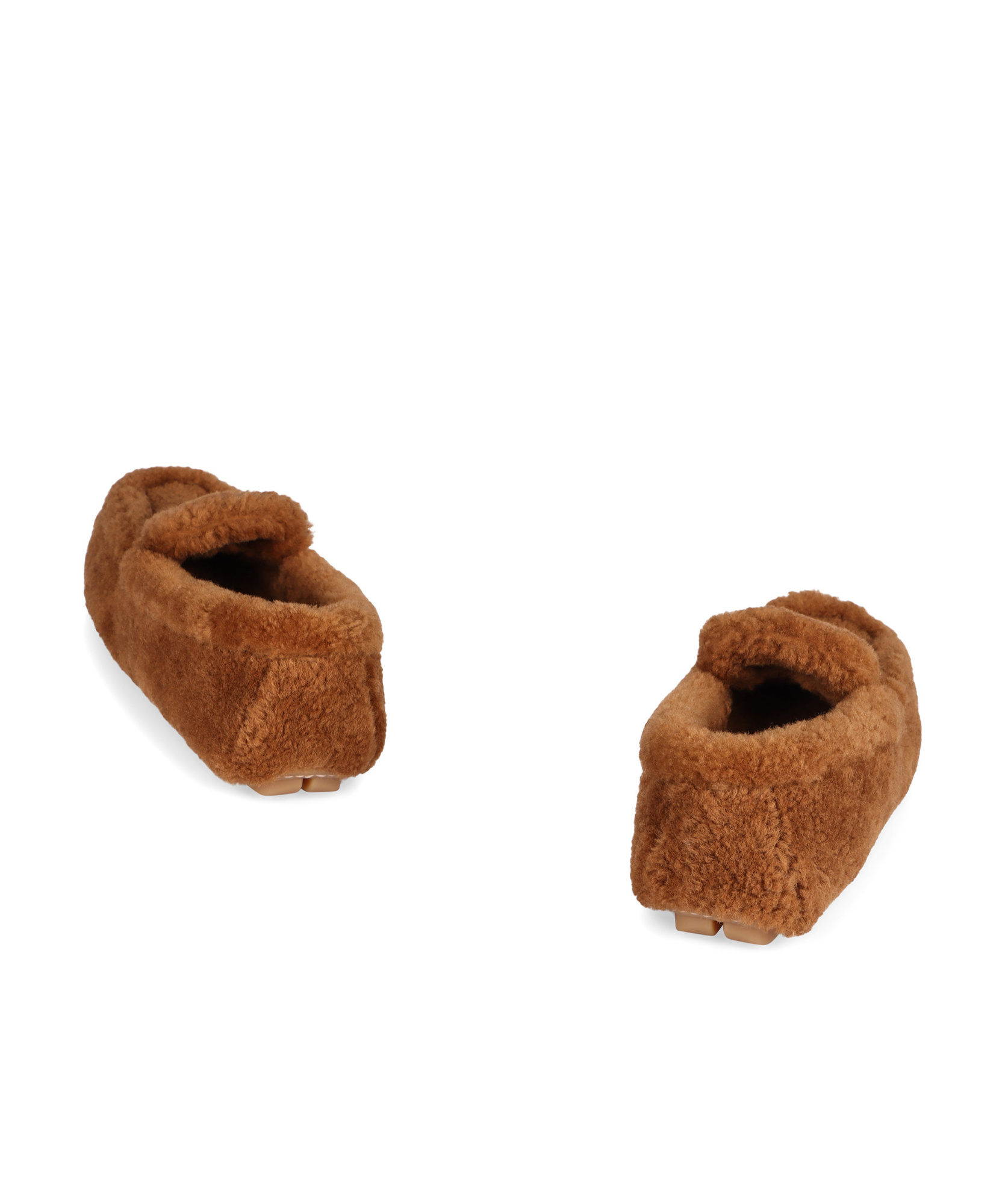 Prada Shearling Driving Loafers In Brown