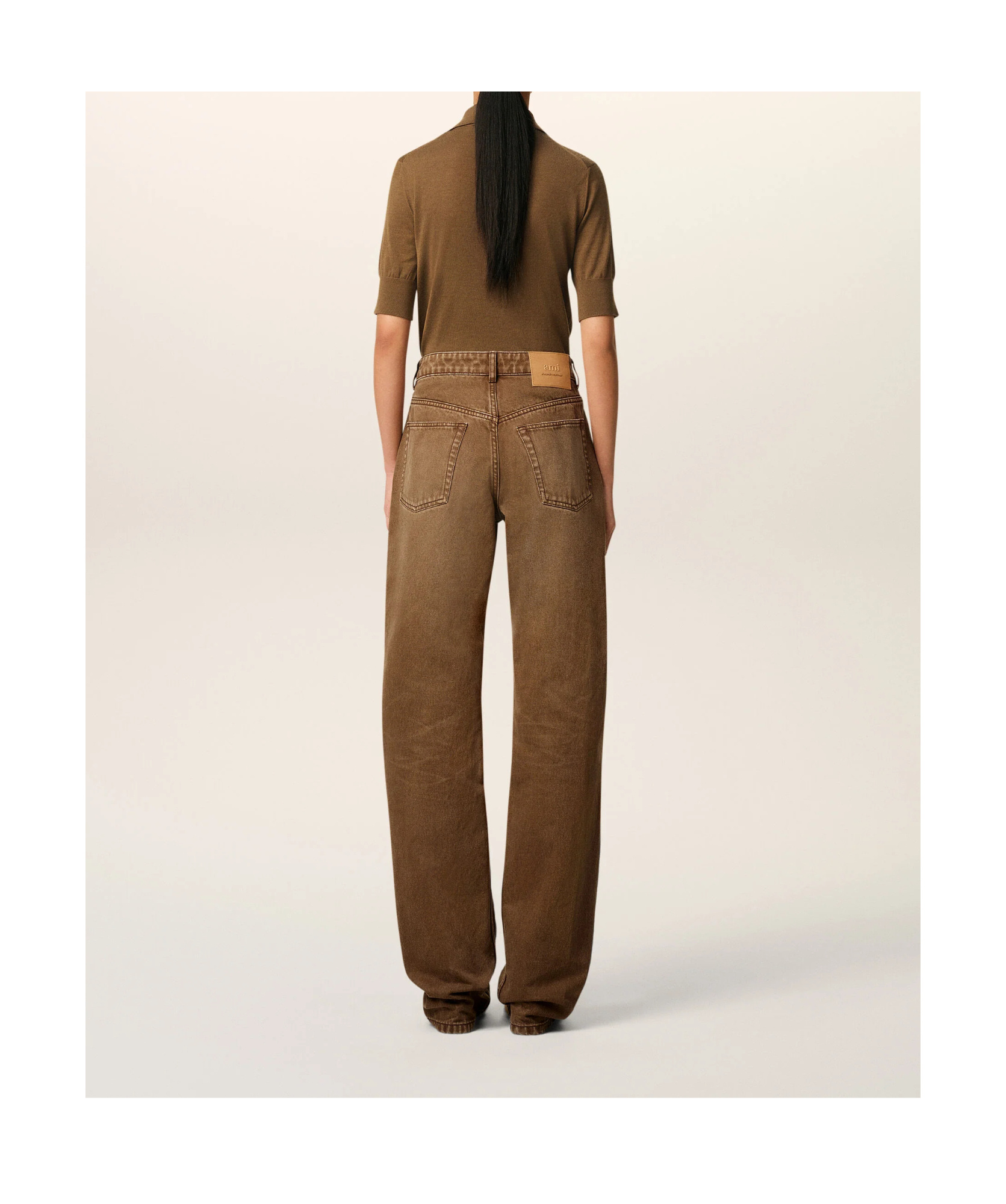Ami Alexandre Mattiussi Brown Cotton Large Fit Jeans Brown In Brown