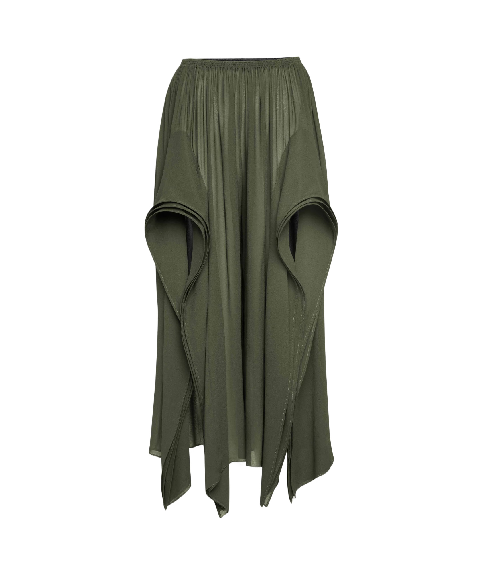 Alaïa Georgette Ruffle Pants In Green