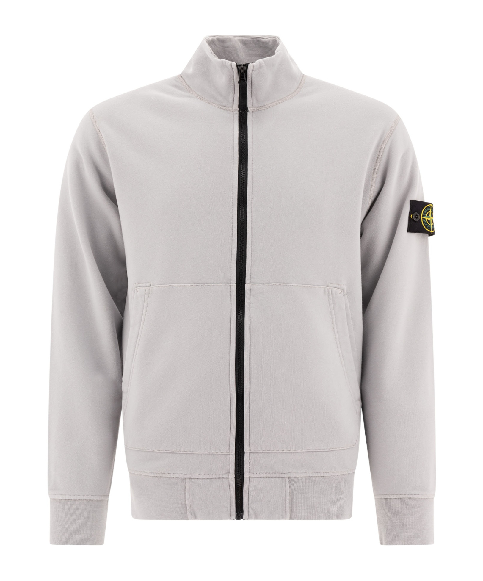 Stone Island Long-sleeved Zipper Sweatshirt In Gray