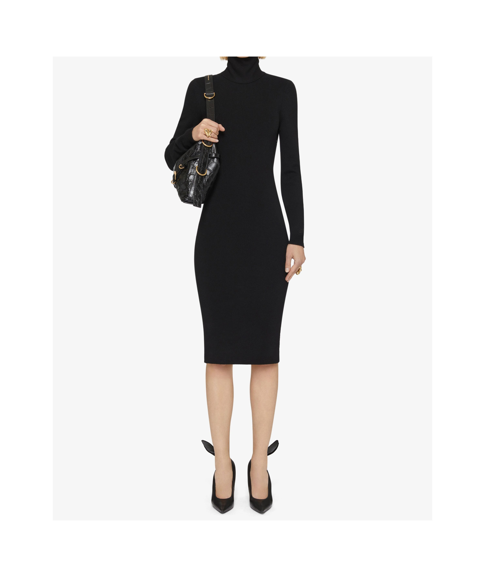 Givenchy Wool-blend Turtleneck Midi Dress In Black