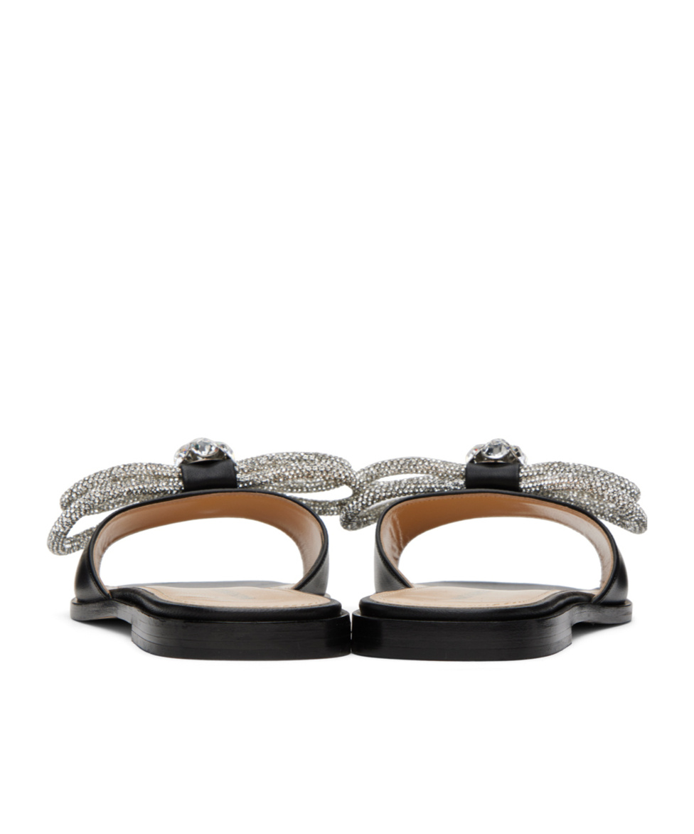 Mach&mach Open Toe Bow Slippers In Black