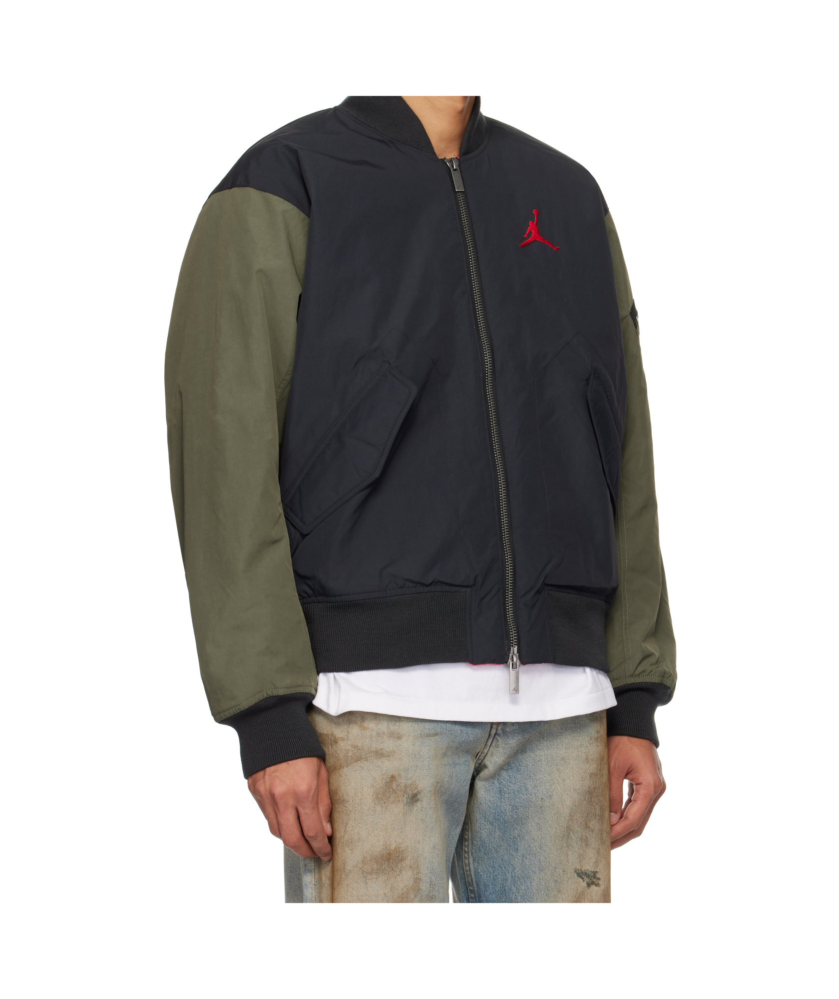 Nike Black & Khaki Renegade Bomber In Off Noir/medium Olive