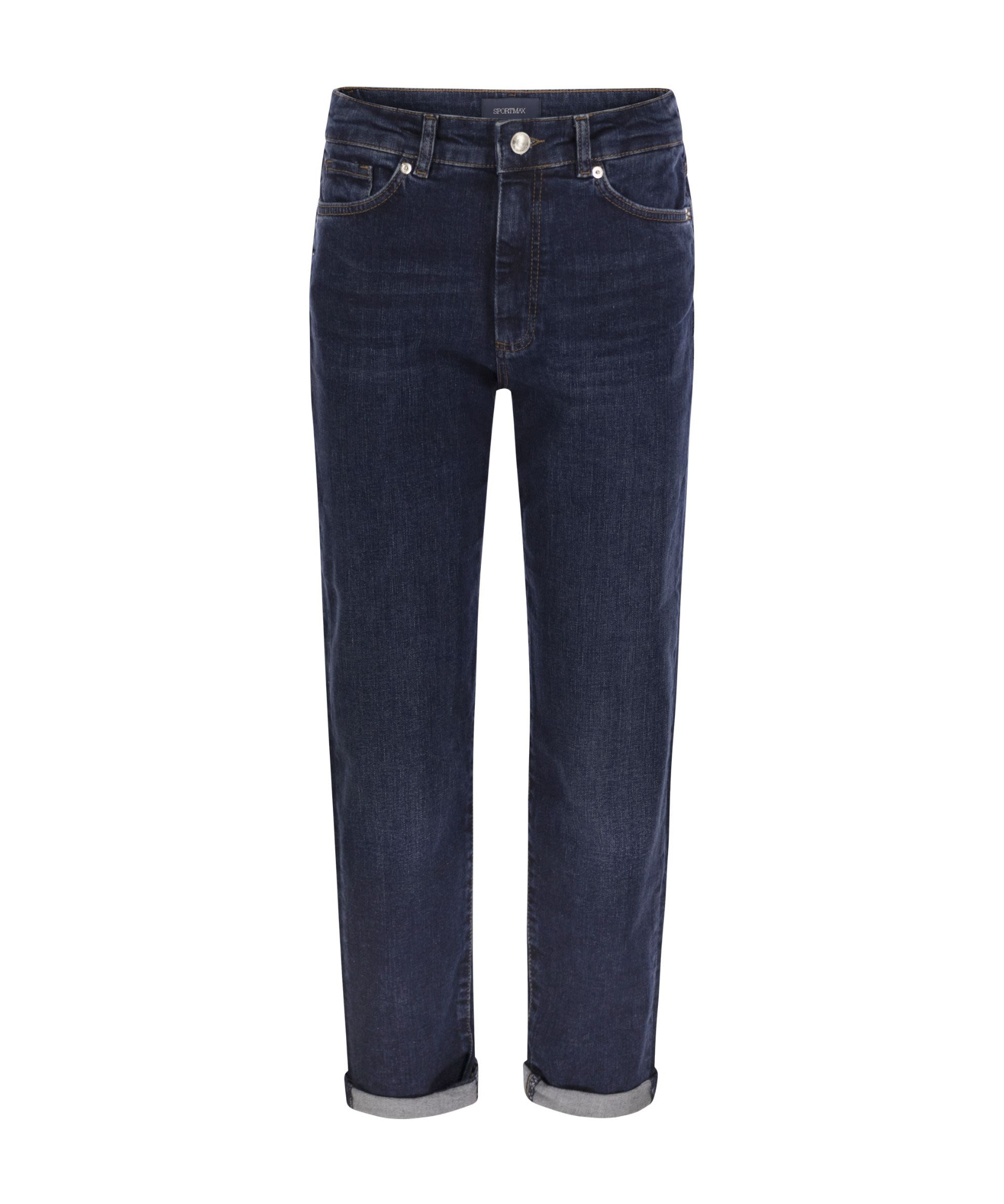 Sportmax Denim Trousers With Back Pockets And Contrast Stitching In Black