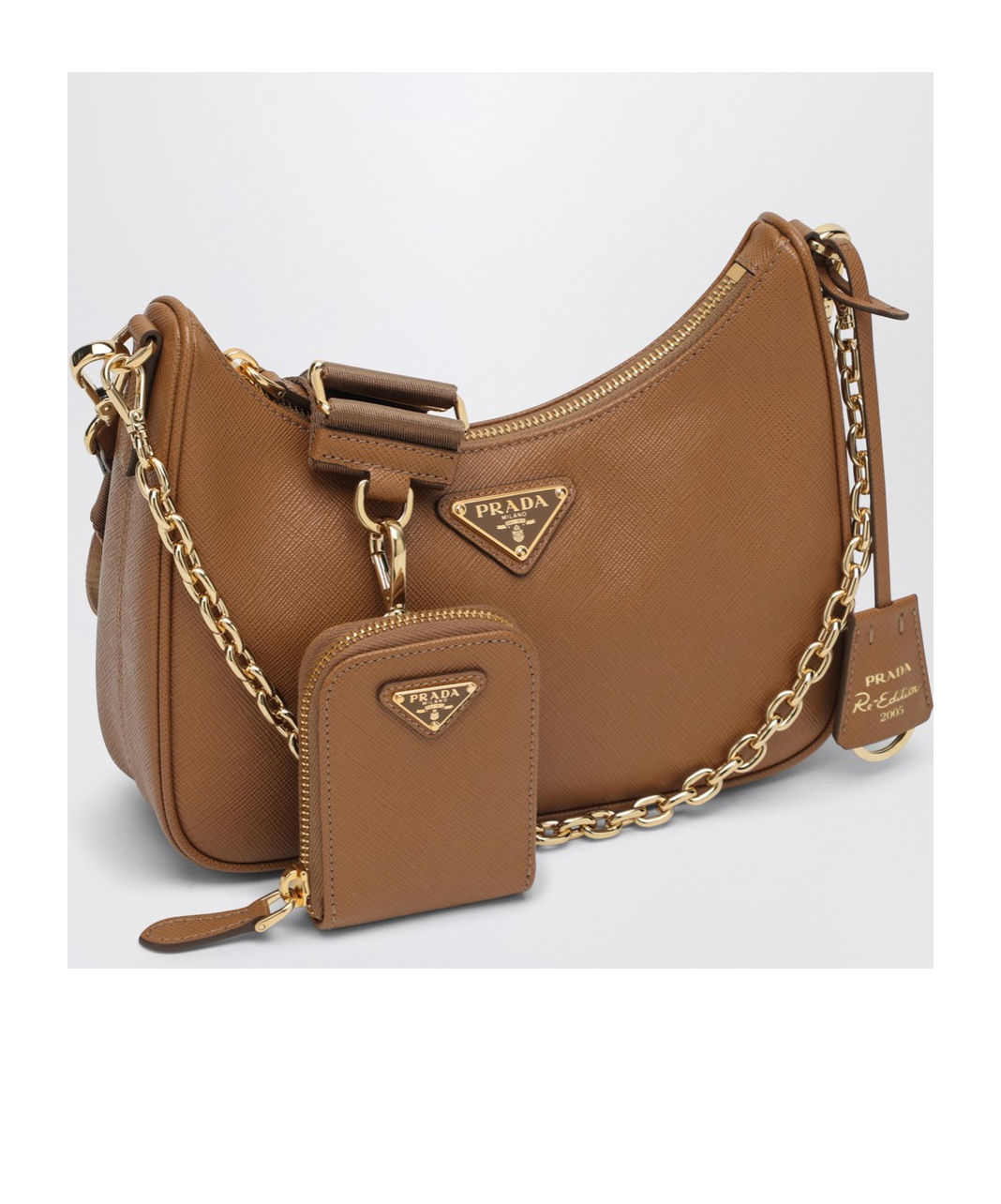 Prada Re-edition 2005 Leather Shoulder Bag In Brown