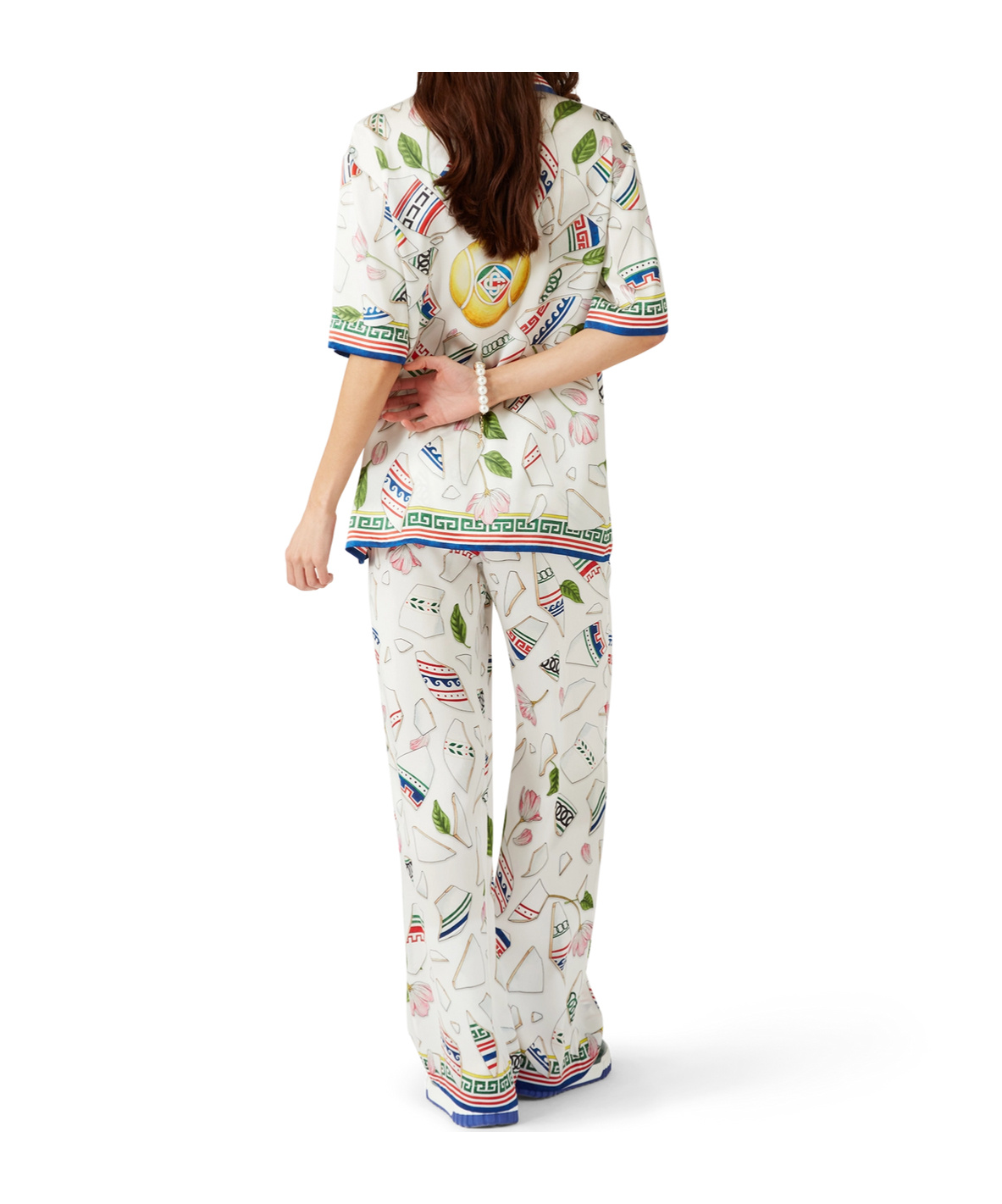Casablanca Pattern Casual Pants In White