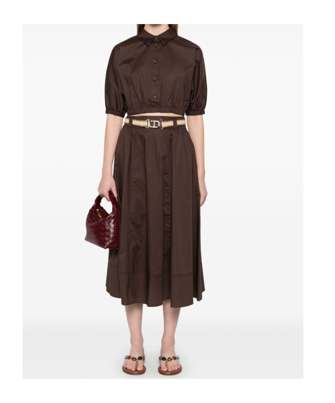 Shop Twinset Belted Midi Skirt