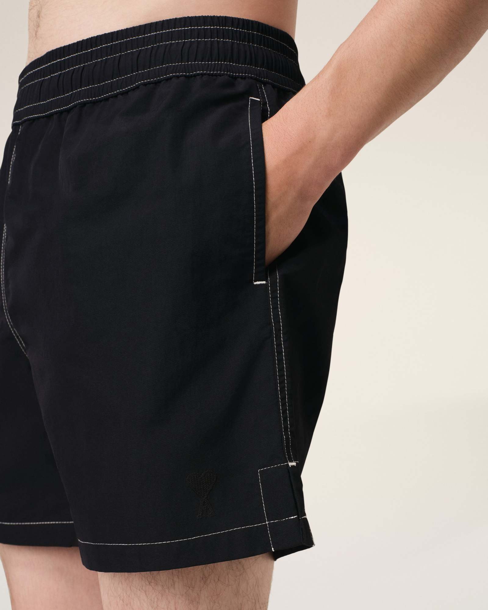 Ami Alexandre Mattiussi Elastic Waist Swimming Trunks In Black