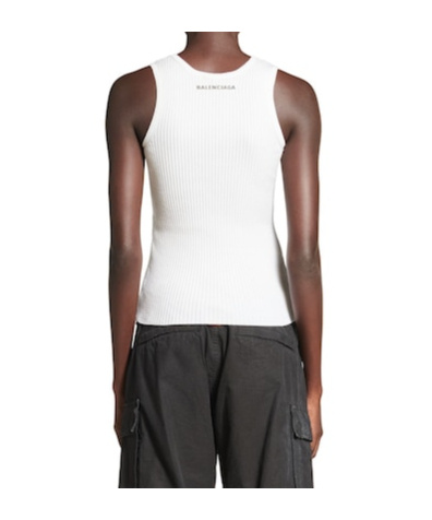 Balenciaga Tank Top In White Classic Knit Wool In White